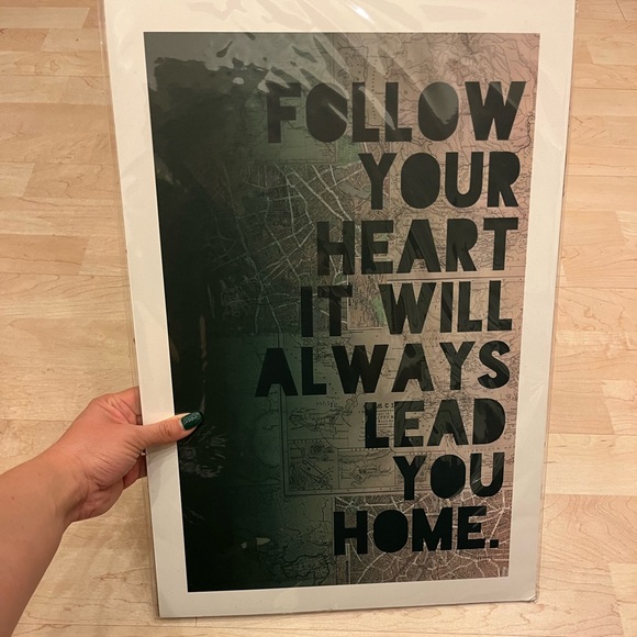 NWT Follow Your Heart It Will Always Lead You Home Print - Picture 2 of 3